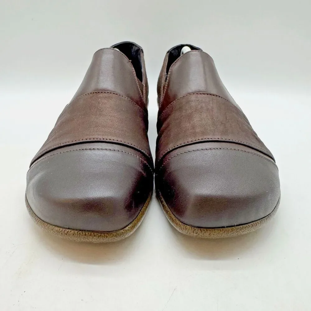 Naot Miro Leather Slip On Loafers Women's EU 41 - 10 US Brown Unique Leaf Soles